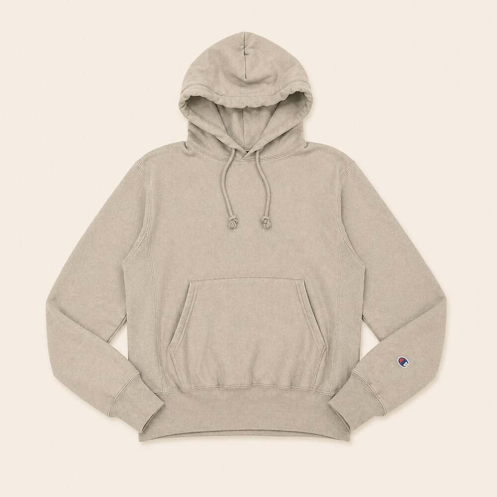 Champion Reverse Weave Hoodie Small Beige Minimal Streetwear‎